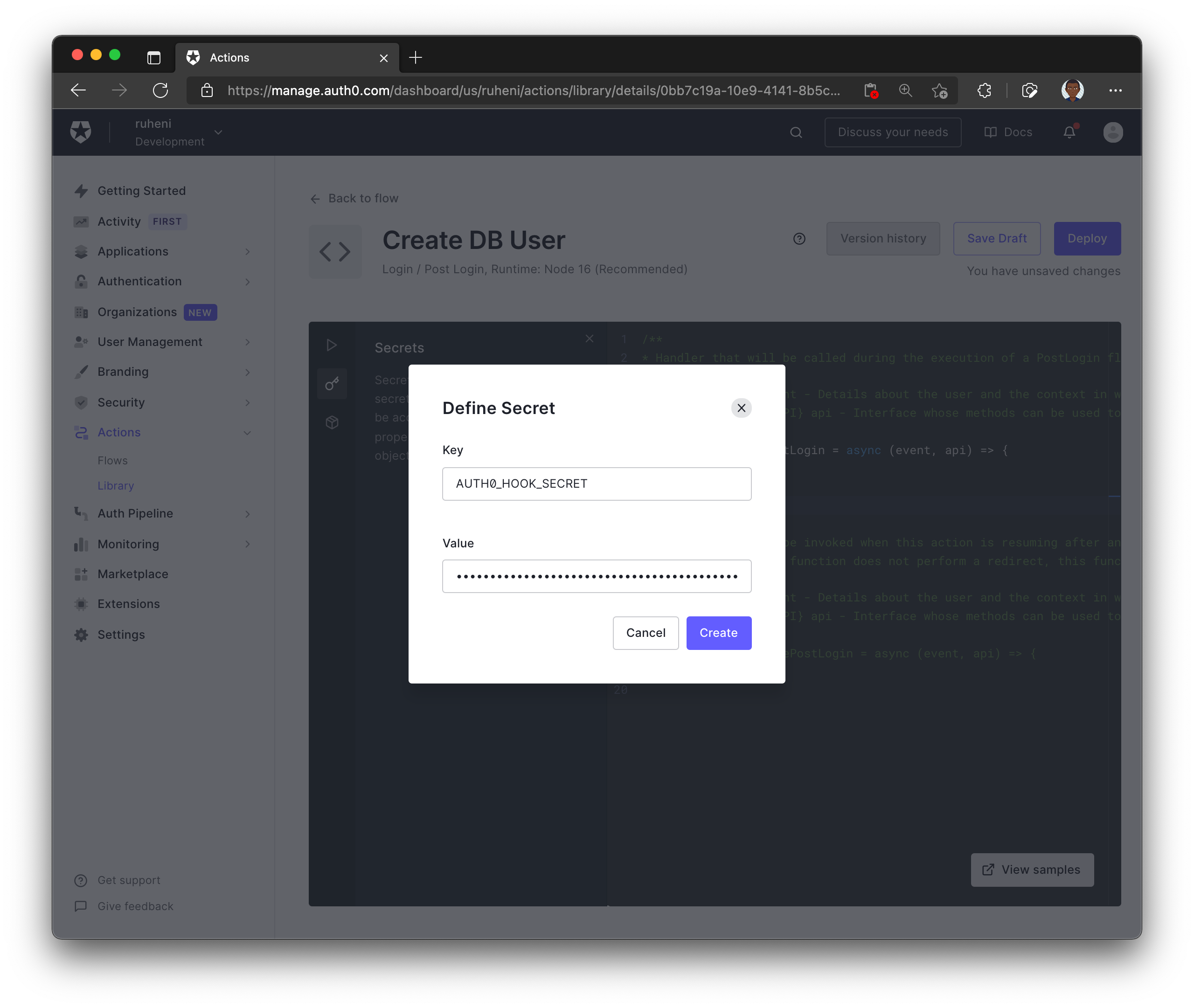 Auth0 add environment variables