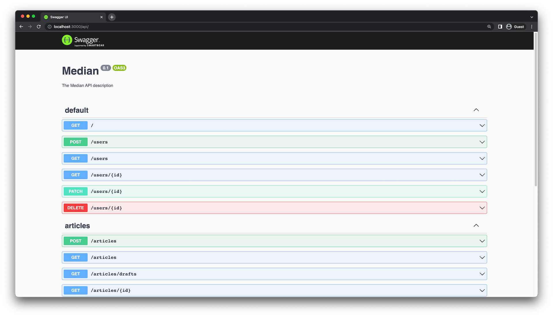 Auto-generated "users" endpoints